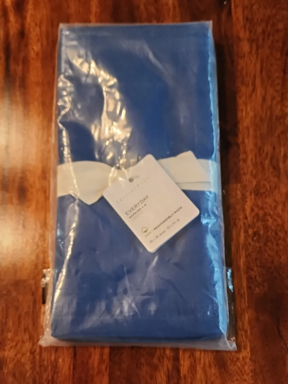 NWT Pottery Barn Everyday Napkins in Blue Organic Cotton Set of 4
